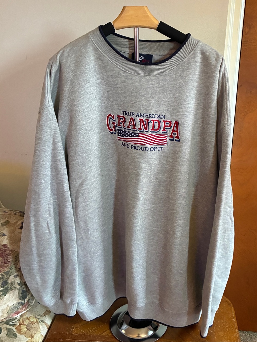 Grandpa True American Gray Crewneck Sweatshirt